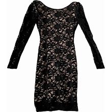 Jump Dresses | Jump Black & Nude Long Sleeve Lace Overlay Sequin Backless Body Con Dress | Color: Black | Size: S