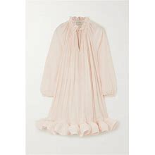 Lanvin Ruffled Charmeuse Mini Dress - Women - Baby Pink Dresses - XS