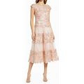 Tadashi Shoji Women's Pink Embroidered Off The Shoulder Midi Dress In At