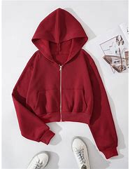 Image result for Waffle Knit Cropped Zip Up Hoodie