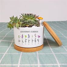 Personalized Grandma's Garden Plant Pot, Custom Birth Month Flower Plant Pot, Best Gift For Mom Mother's Day, Succulent Pots For Plants Indoor, Gifts