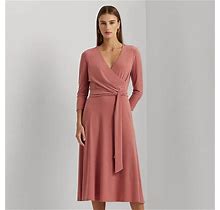 Ralph Lauren Surplice Jersey Dress - Size 2P In Pink Mahogany