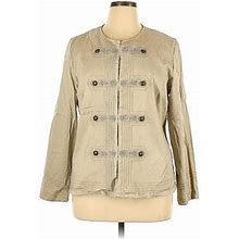 Chico's Jacket: Below Hip Tan Solid Jackets & Outerwear - Women's Size X-Large