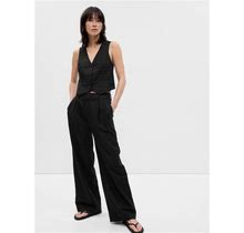 Women's Linen-Cotton Pleated Pants By Gap Black Tall Size 00