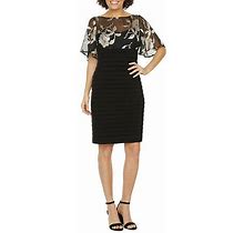 Scarlett -Short Sleeve Floral Sheath Dress, Size: 16 , Color: Black &
