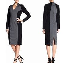 Alexia Admor Dresses | Alexia Admor Colorblock Long Sleeve Sheath Dress | Color: Black/Gray | Size: Xs