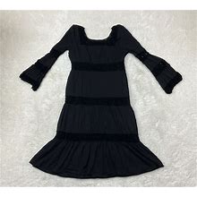 Spencer Jeremy Womens Size 4 Long Sleeve Black Tiered Maxi Dress Boho