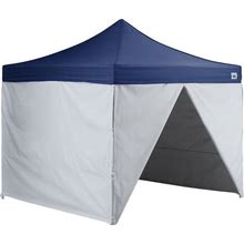 Backyard Pro Courtyard Series 10' X 10' Navy Straight Leg Aluminum Instant Pop Up Canopy Tent Deluxe Kit With 4 Side Walls