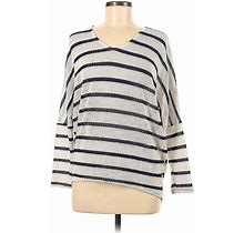 Enti Clothing Pullover Sweater: Ivory Stripes Tops - Women's Size Medium