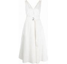 Brunello Cucinelli Belted V-Neck Dress - White - Casual Dresses Size M