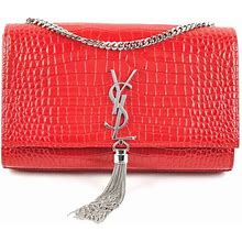 Saint Laurent Bags | Ysl Medium Kate Chain Bag In Crocodile Leather | Color: Red/Silver | Size: Os