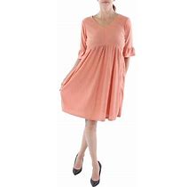 Ny Collection Womens Petites Textured V-Neck Shift Dress