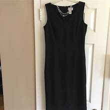 Loft Dresses | Ann Taylor Loft Pinstripe Vneck Sheath Dress Sz 6 | Color: Black/Gray | Size: 6