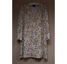 J. Jill Wearever Collection 3/4 Sleeve Floral Print V-Neck Tunic Dress