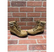 Mia Windy-K Tan Faux Leather Lace Up Round Toe Ankle Boots Girls