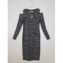 (R) Chelsea & Theodore Women's Dress Size S Cold Shoulder Gray Bodycon Stretch