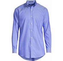 Lands' End Men's Traditional Fit Solid No Iron Supima Pinpoint Buttondown Collar Dress Shirt - 15.5 / 32-33 - Light French Blue