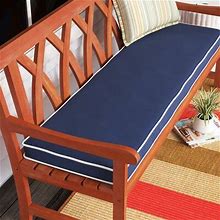 Longshore Tides Indoor/Outdoor Sunbrella Seat Cushion, Polyester In Blue/Black | 3 H X 48 W In | Wayfair 373058E5e224dbb3356df889379ee345