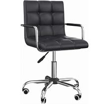 HOMCOM Office Chair W/Upholstered Leather Adjustable + Swivel 360° Wheels Black