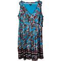 NWT CHEZTU Women Maxi Dress Blue Floral Sleeveless Polyester Sz 18