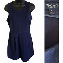 Madewell Round Neck Navy Blue A-Line Sleeveless Pocket Dress | Small