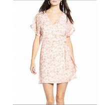 All In Favor Simone Leopard Print Short Sleeve Wrap Dress Pink White