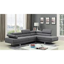 GTU Furniture L Shape Fabric Sectional Sofa Set, Living Room Sectional Set With Right Facing Irreversible Chaise(Grey)