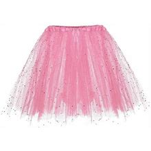 Eguiwyn Dresses For Women 2024 Womens Dresses Europe And The United States Three Layer Tutu Skirt Adult Half Shaggy Skirt Highlights Glitter Hot Pink