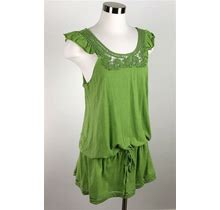 Monoprix Autre Ton Dress M Womens Crochet Sleeveless Green Cotton Boho