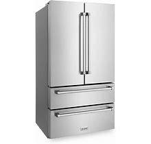 ZLINE 36 in. 22.5 Cu. Ft Freestanding French Door Refrigerator With Ice Maker In Fingerprint Resistant Stainless Steel - ZLINE Kitchen And Bath RFM-36