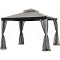 Sunjoy Light Grey+Black Replacement Canopy For Chatam Gazebo (10X10 Ft) A101003600 Sold At Homedepot Small Light/Grey/Black