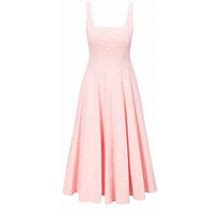 Staud Women's Wells Cotton Poplin A-Line Midi-Dress - Pearl Pink - Size 12