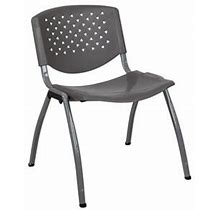 Flash Furniture Plastic Textured Stacking Chair In Gray