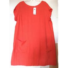 $258 Eileen Fisher Organic Linen Tencel Crepe Red Lory Dress 1X 2X 3X