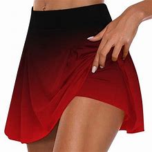 Yeahitch Modest Knee Length Skorts Skirts For Women Tennis Athletic Golf Skort Red M
