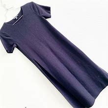 Eileen Fisher Tops | Eileen Fisher 100% Wool Slit Tunic Dress Short Sleeve Knit Black Petite | Color: Black | Size: S
