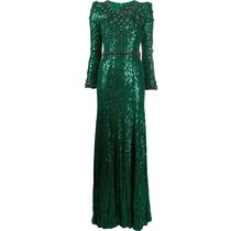 Jenny Packham - Emerald Sequin Dress With Crystal Embellishment - Women - Silk/Polyamide - 10 - Green