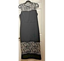 VENUS Women's Sz L Sleeveless & Slimming Maxi Dress Black/Animal Print