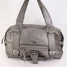 Michael Kors Leather Satchel Handbag Women Silver Leather Purse