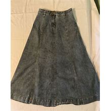 Soft Surroundings Long Denim Jean Skirt A-Line Maxi Womens Size 6