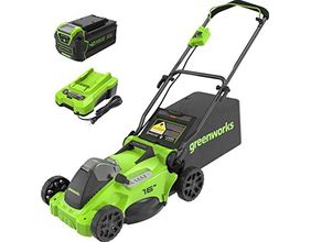 Greenworks 40V 16" Trubrushless Cordless Lawn Mower (Push Button Start / Up To 45 Minutes Runtime), 4.0Ah Battery And Charger Included
