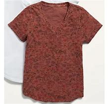 NWT Old Navy Everywear Printed V-Neck Tee T-Shirt Desert Sun Pink Floral Women