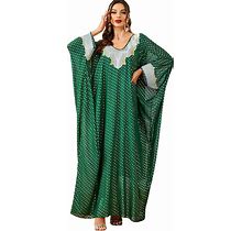 Dubai Women Maxi Dress Muslim Kaftan Batwing Sleeve One Size Abaya