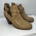 GUESS Brand New Tan Leather 3 3/4" Brown Wedge Heel Ankle Booties Boots - New Women | Color: Beige | Size: 9.5