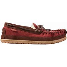 Men's Wicked Good Moccasin Slippers Dark Russet/Dark Earth 11 M(D), Suede Leather/Rubber | L.L.Bean