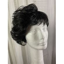 Womens Wig Black Pixie Short Hair Synthetic Curly Top Wavy Bob Side Sweep Boho