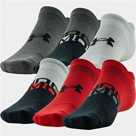 Under Armour Men's Essential 6-Pack No Show Socks - Red, Md