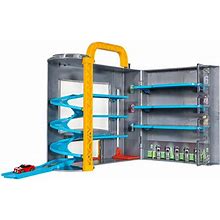Micro Machines Park And Go Garage Playset - Play And Display Your Toy Car Collection, Incl. 1 Vehicle + Spiral Ramp To Race Into Action - Portable & Perfect For On-The-Go Adventures