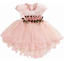 Qxutpo Girls Dresses Baby Flowers Floral Tulle Ruched Princess Summer Dresses Size 12-18m