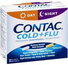 Contac Cold + Flu, Day/Night, 28 Caplets